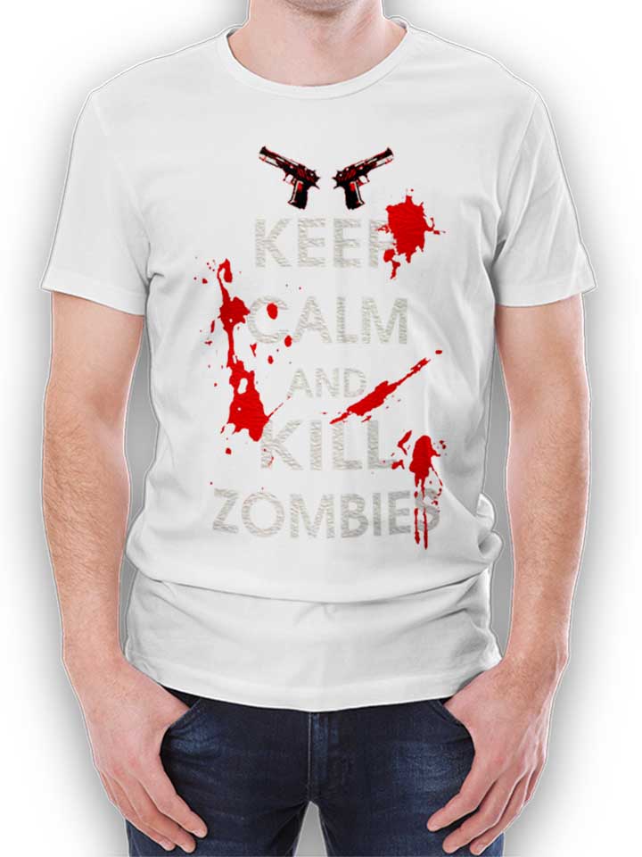 Keep Calm And Kill Zombies T-Shirt bianco L