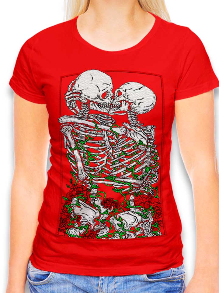 Kissing Skelettons Damen T-Shirt rot L