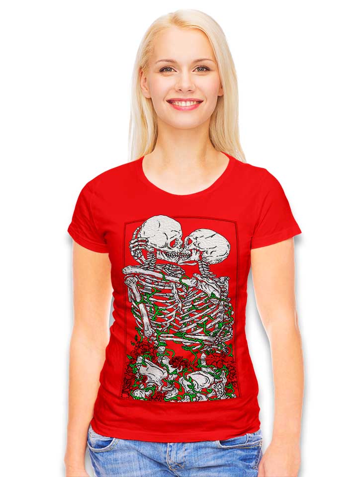 kissing-skelettons-damen-t-shirt rot 2