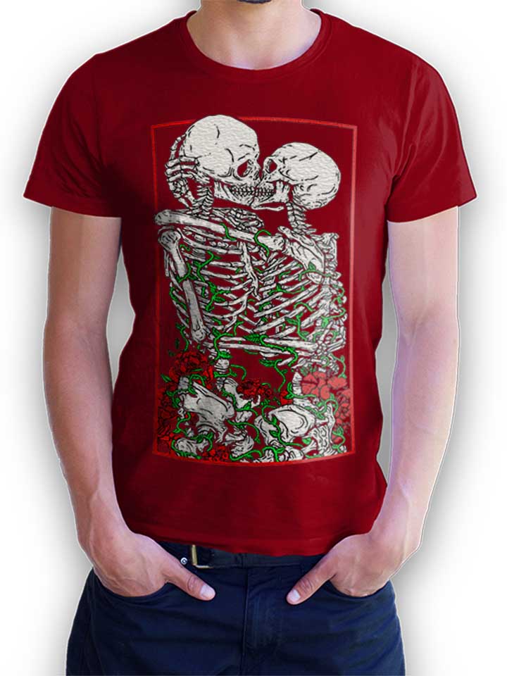kissing-skelettons-t-shirt bordeaux 1