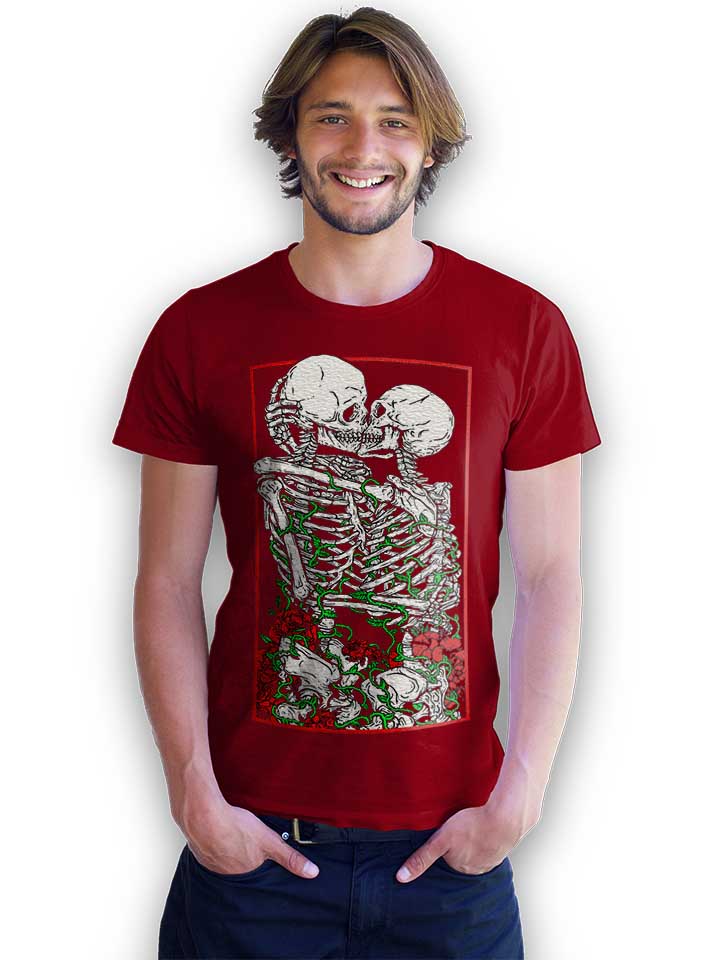 kissing-skelettons-t-shirt bordeaux 2