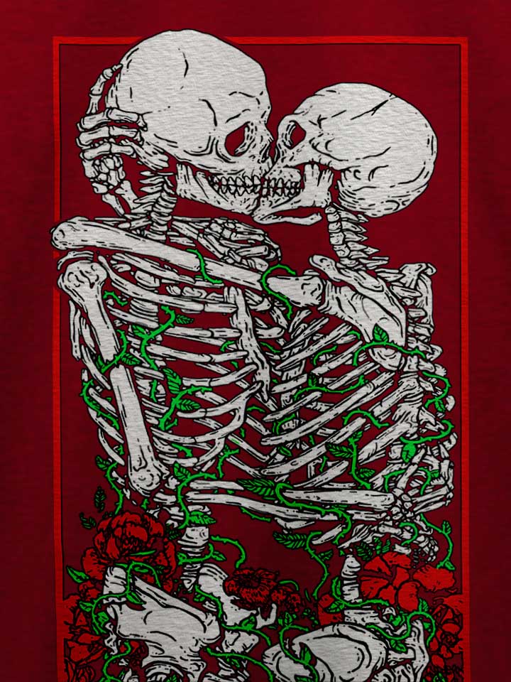 kissing-skelettons-t-shirt bordeaux 4