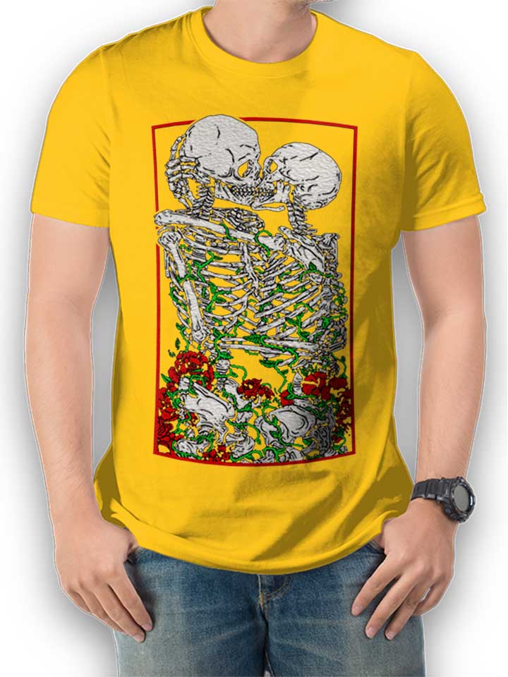 kissing-skelettons-t-shirt gelb 1