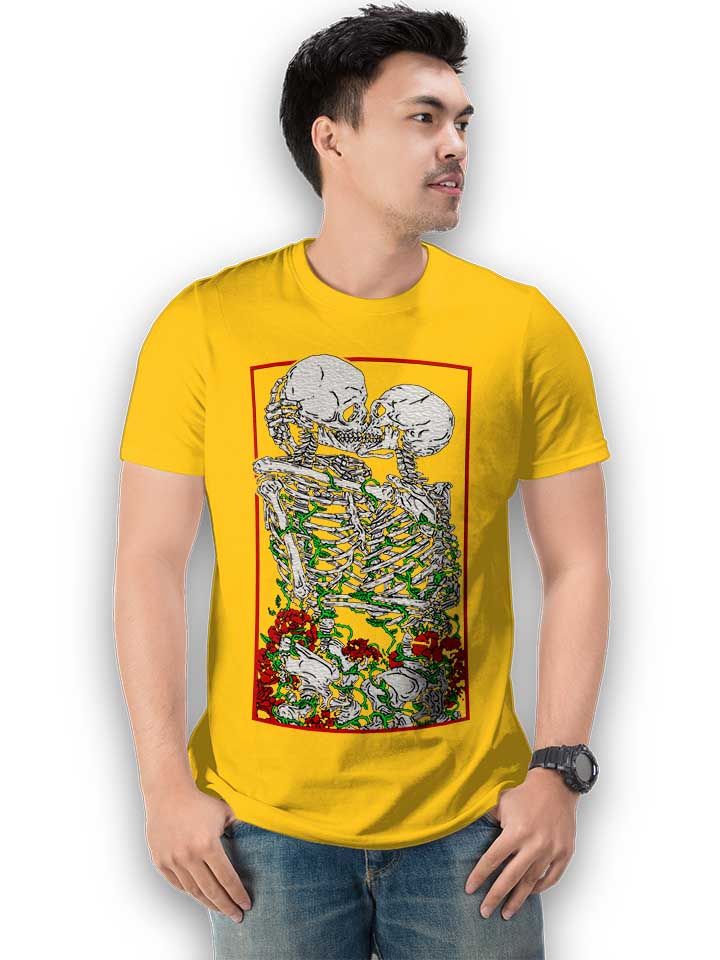 kissing-skelettons-t-shirt gelb 2
