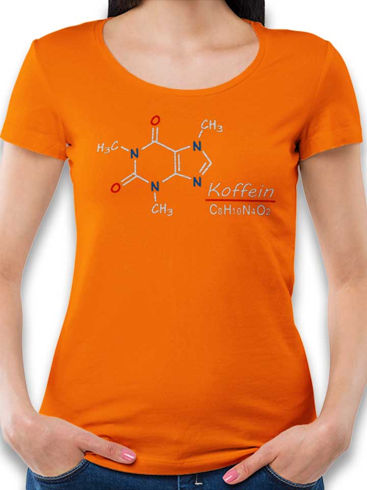 koffein-summenformel-damen-t-shirt orange 1
