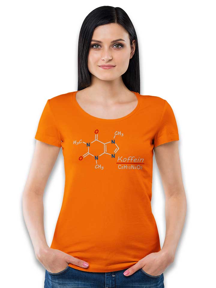 koffein-summenformel-damen-t-shirt orange 2