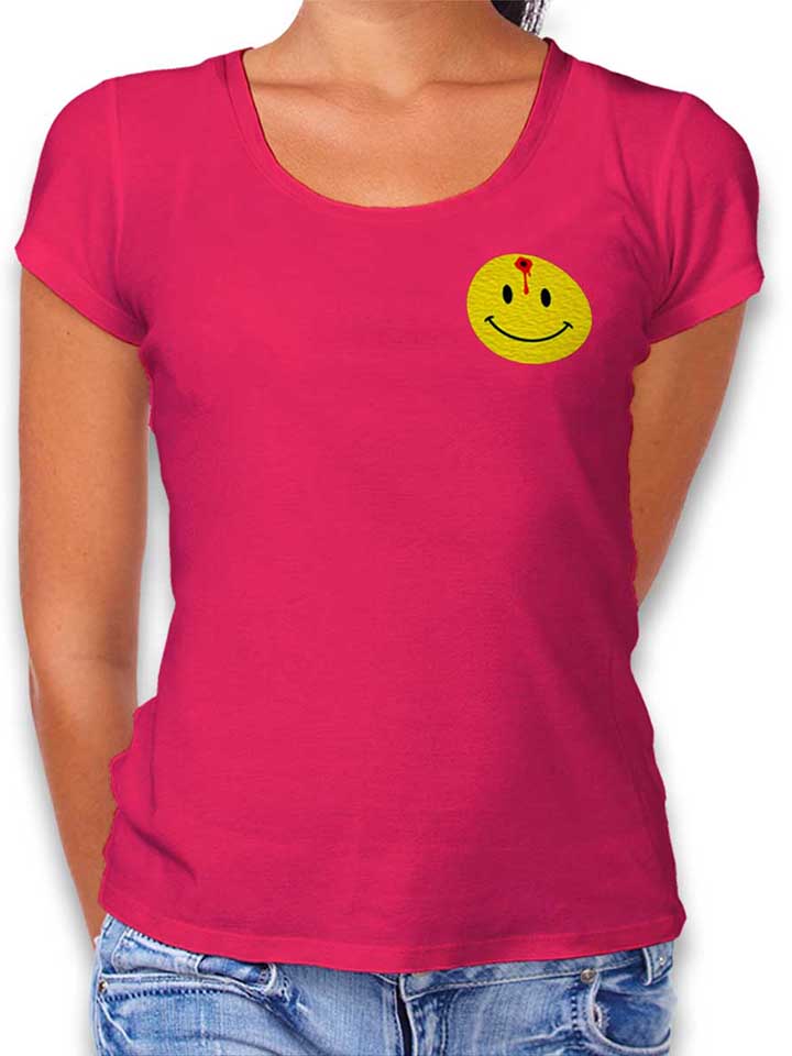 Kopfschuss Smiley Chest Print Damen T-Shirt fuchsia L