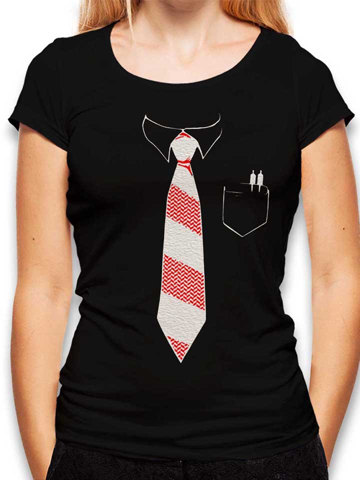 Krawatte Damen T-Shirt schwarz L