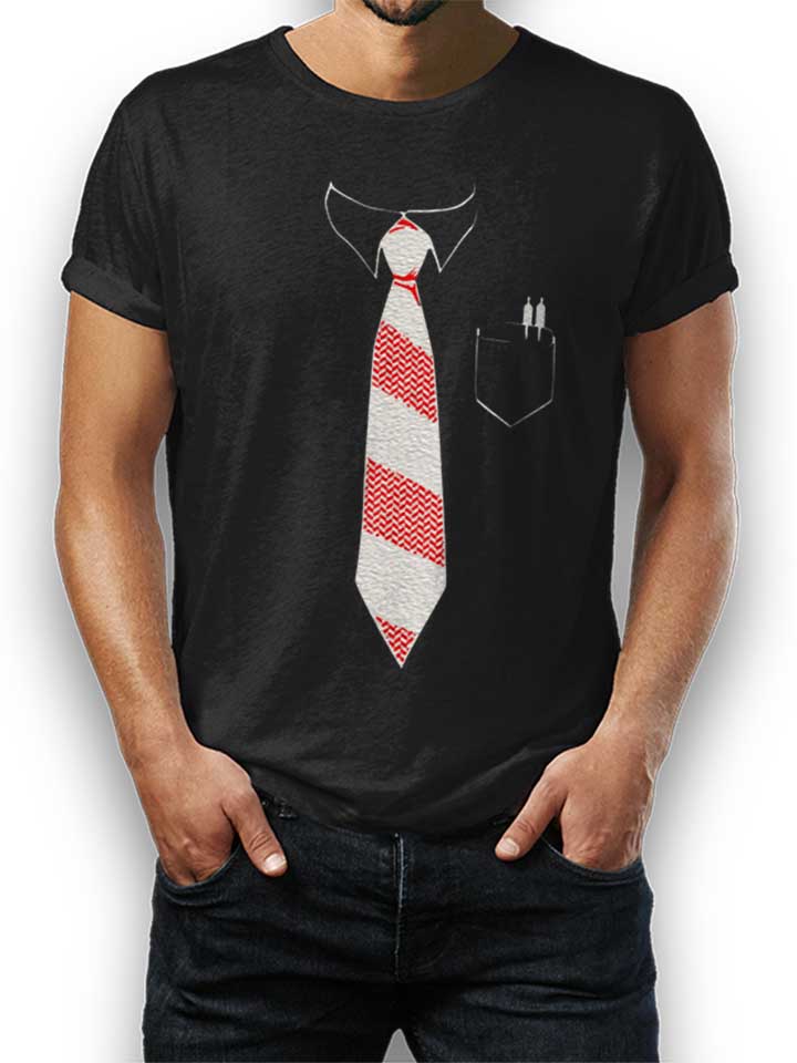 Krawatte T-Shirt schwarz L