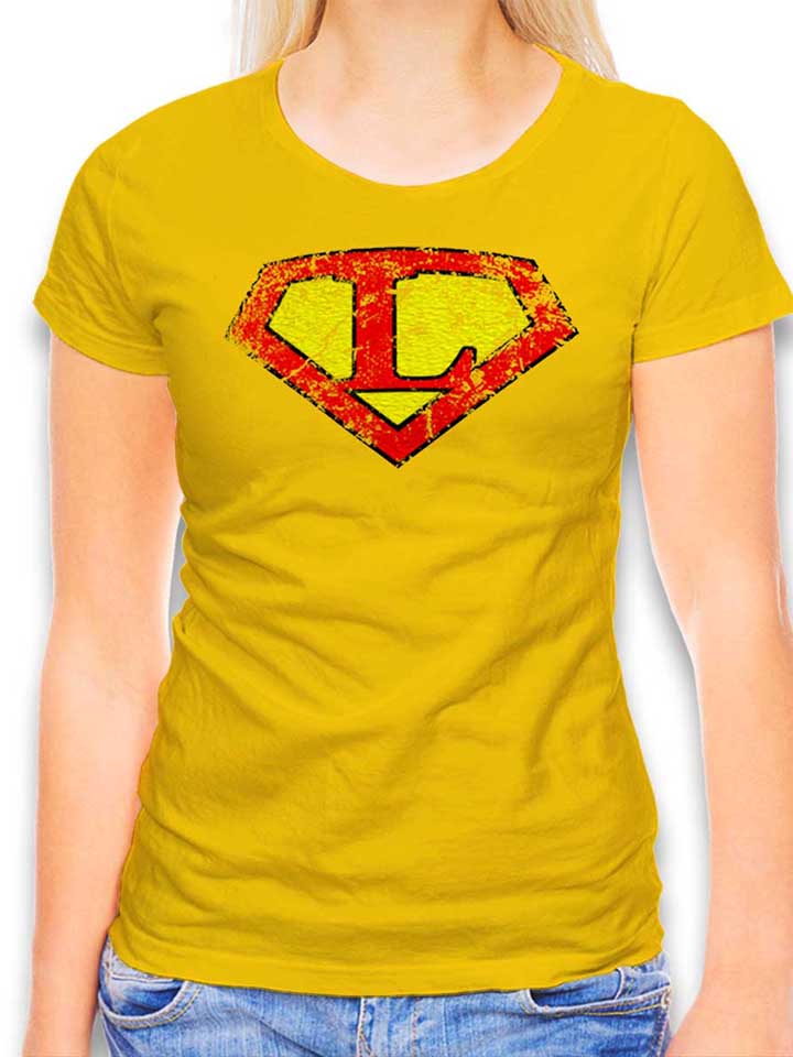 L Buchstabe Logo Vintage Womens T-Shirt yellow L