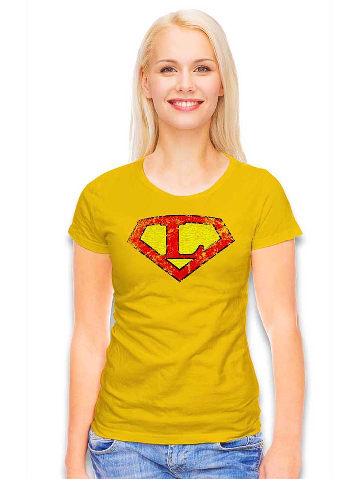 l-buchstabe-logo-vintage-damen-t-shirt gelb 2