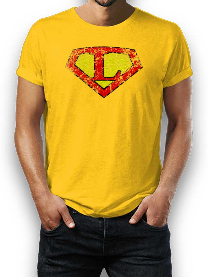 L Buchstabe Logo Vintage Camiseta amarillo L