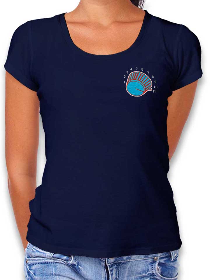 lautstaerke-11-chest-print-damen-t-shirt dunkelblau 1