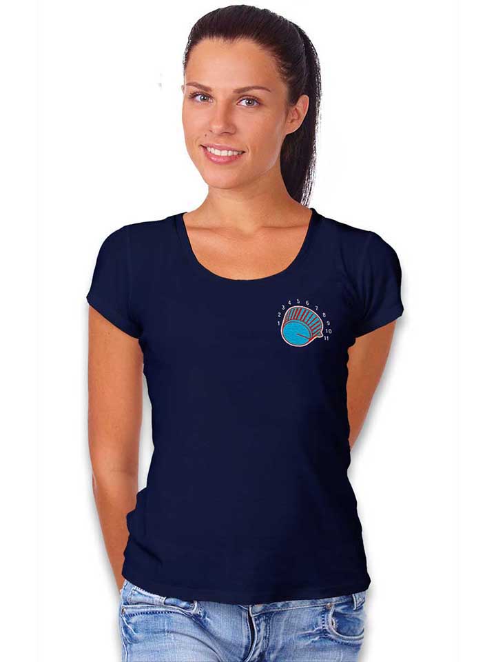 lautstaerke-11-chest-print-damen-t-shirt dunkelblau 2