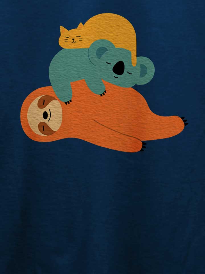 lazy-sloth-koala-cat-tower-t-shirt dunkelblau 4