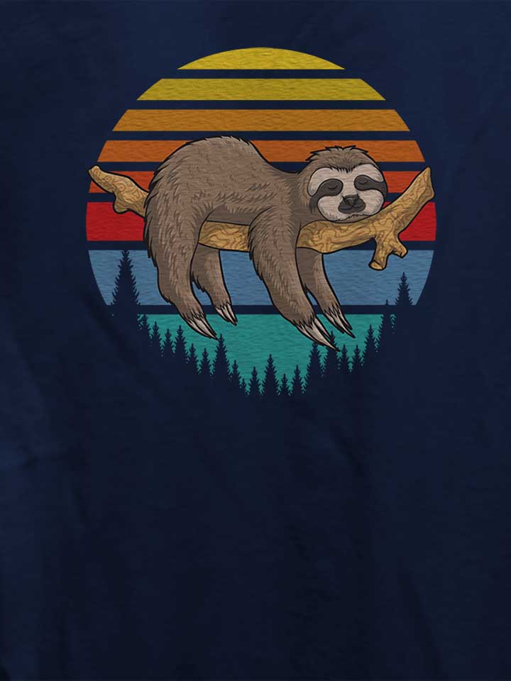 lazy-sloth-retro-sunset-damen-t-shirt dunkelblau 4