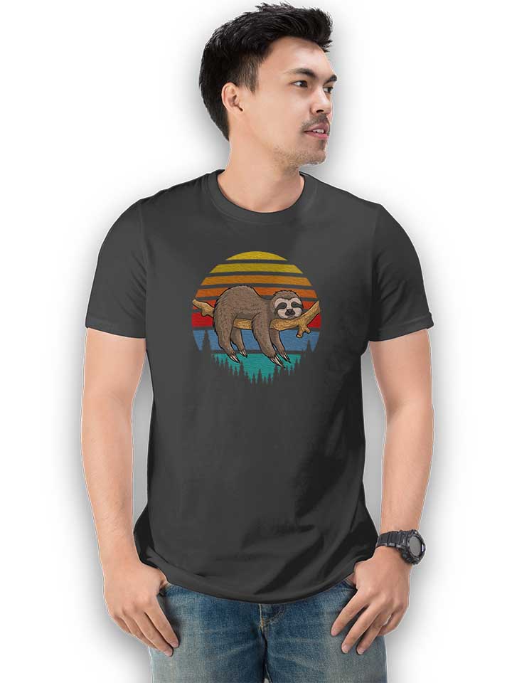 lazy-sloth-retro-sunset-t-shirt dunkelgrau 2