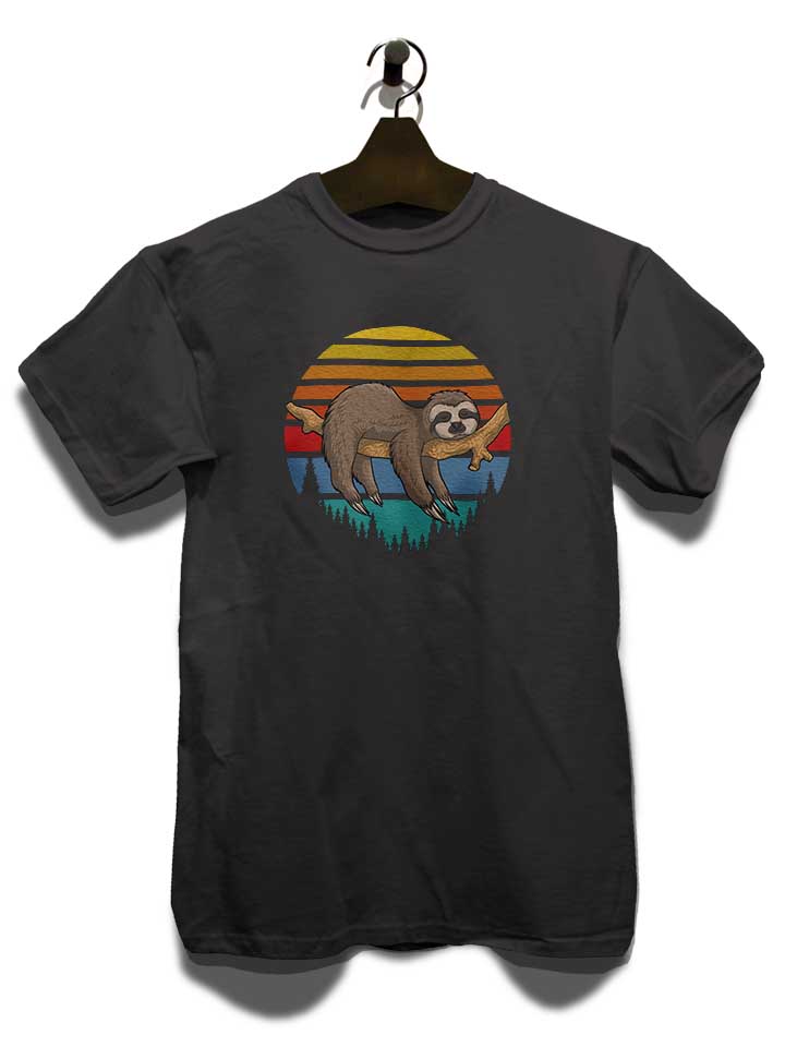 lazy-sloth-retro-sunset-t-shirt dunkelgrau 3