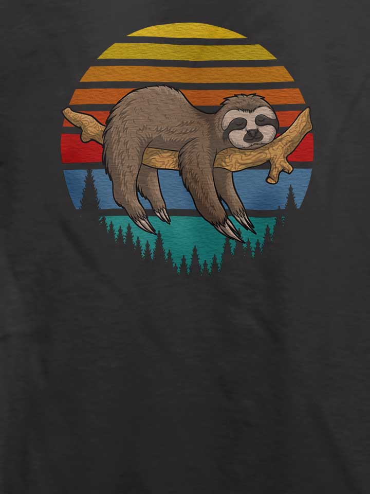 lazy-sloth-retro-sunset-t-shirt dunkelgrau 4