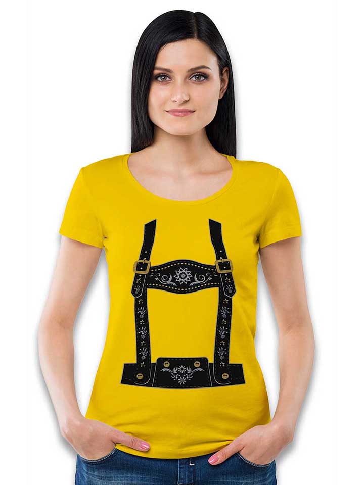 lederhosen-damen-t-shirt gelb 2