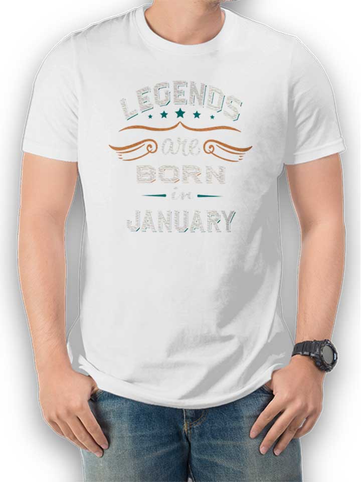 Legends Are Born In January T-Shirt bianco L