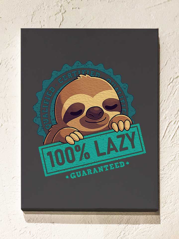 100-lpercent-lazy-sloth-leinwand dunkelgrau 1