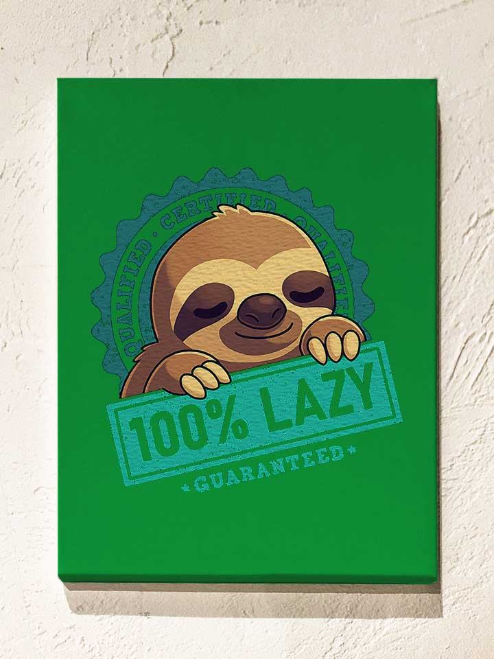 100-lpercent-lazy-sloth-leinwand gruen 1