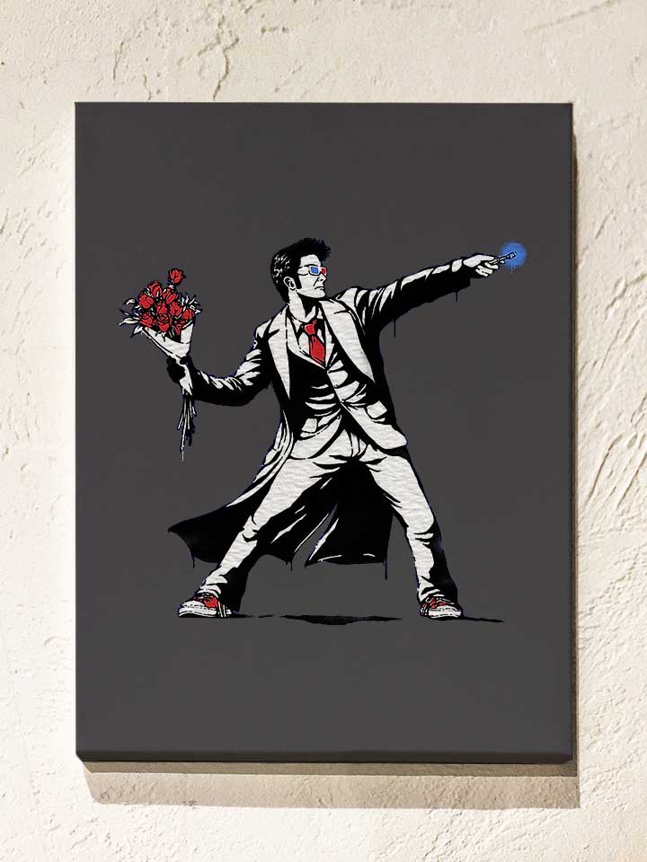 3D Banksy Dr Who Leinwand dunkelgrau 30x40 cm