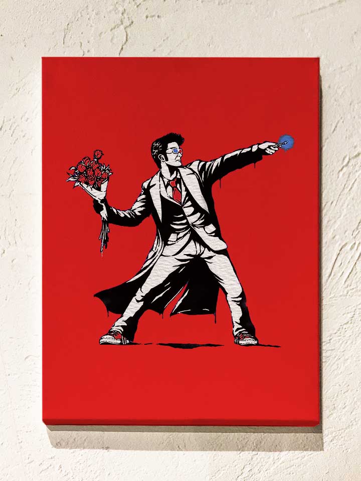 3D Banksy Dr Who Leinwand rot 30x40 cm