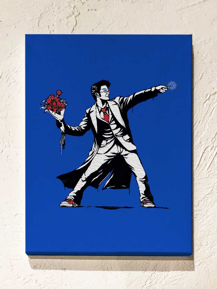 3D Banksy Dr Who Leinwand royal 30x40 cm