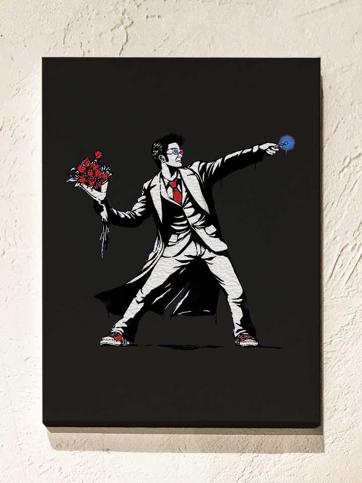 3D Banksy Dr Who Leinwand schwarz 30x40 cm