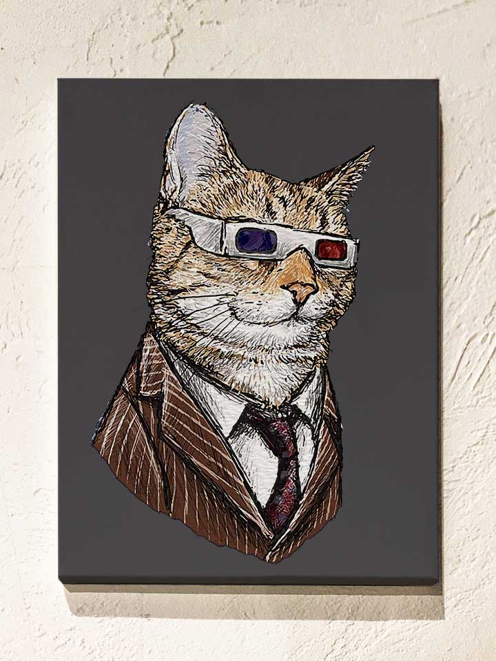 3D Suit Cat Leinwand dunkelgrau 30x40 cm