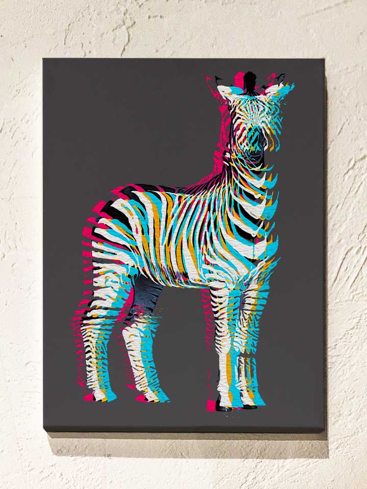 3D Zebra Leinwand dunkelgrau 30x40 cm