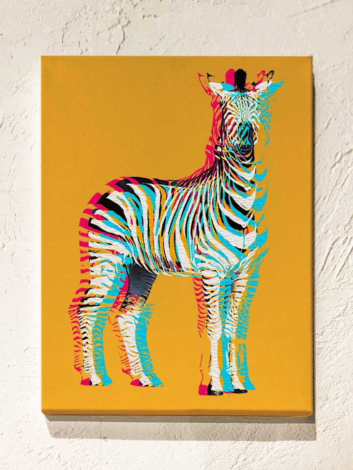 3D Zebra Leinwand gelb 30x40 cm