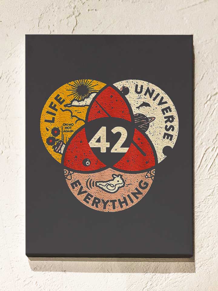 42-answer-to-life-universe-and-everything-leinwand dunkelgrau 1
