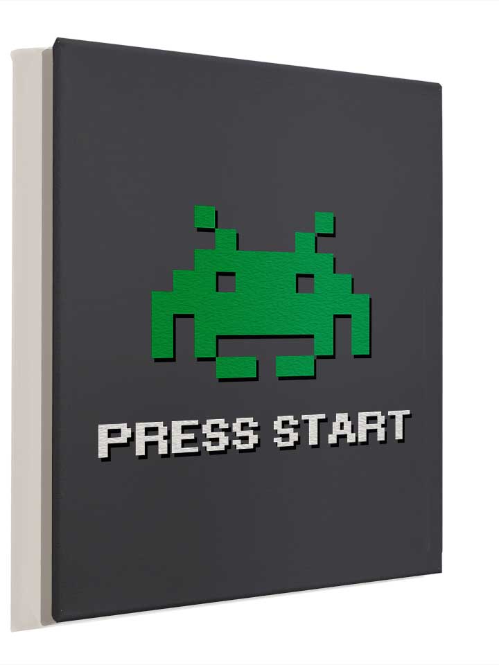 8-bit-alien-press-start-leinwand dunkelgrau 4
