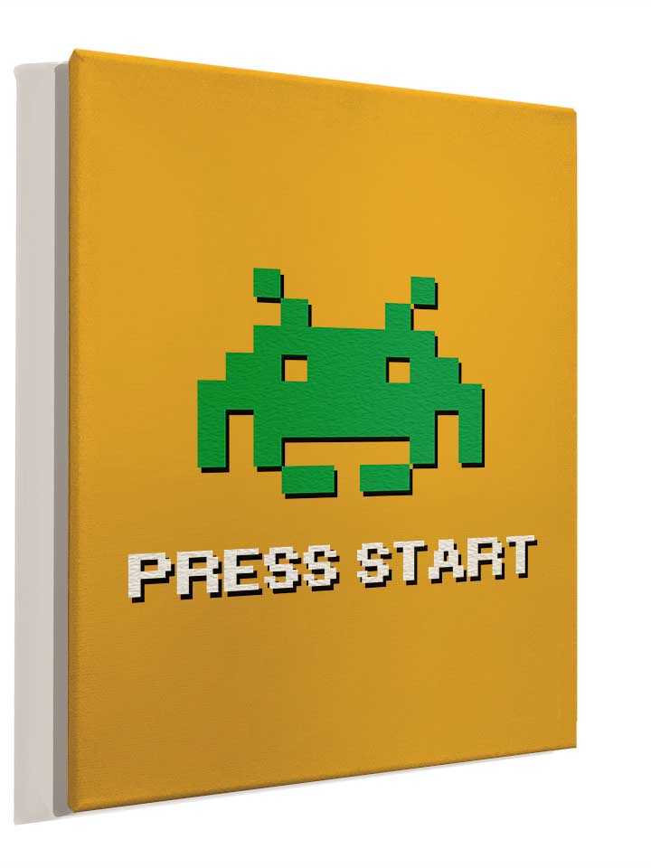 8-bit-alien-press-start-leinwand gelb 4