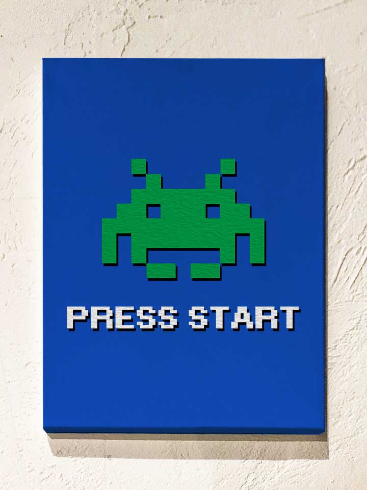 8-bit-alien-press-start-leinwand royal 1