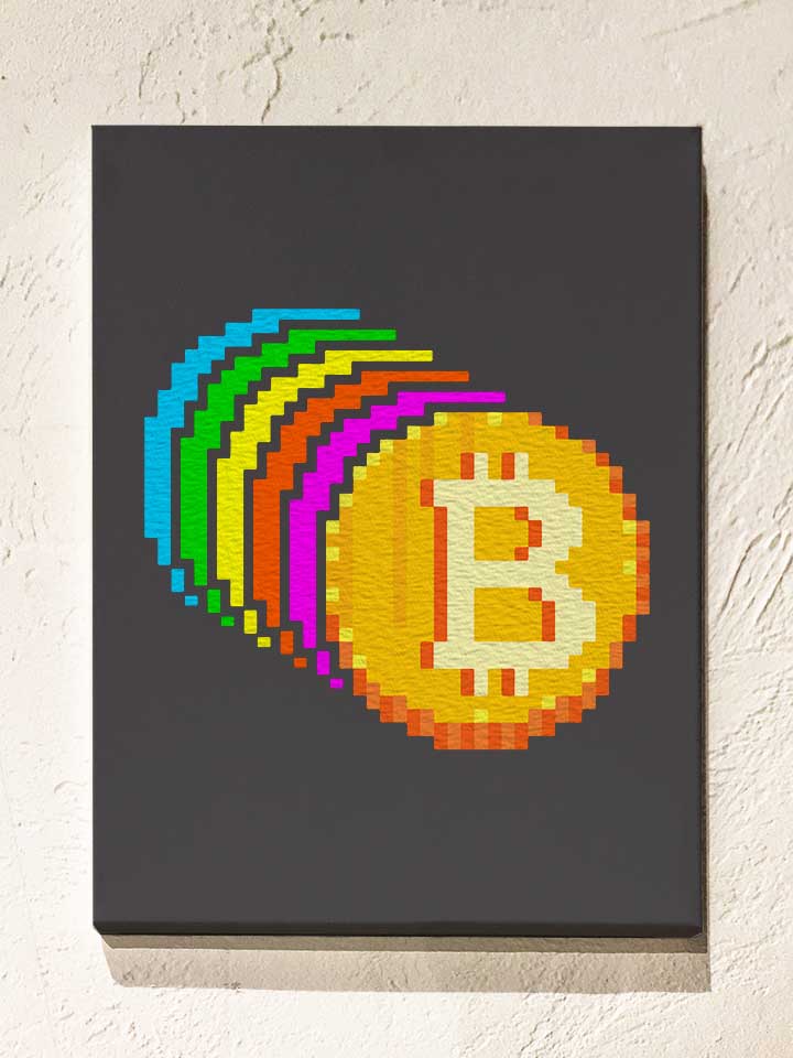 8 Bit Bitcoin Rainbow Leinwand