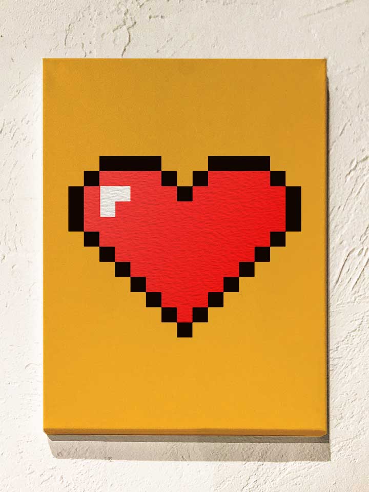 8-bit-heart-leinwand gelb 1
