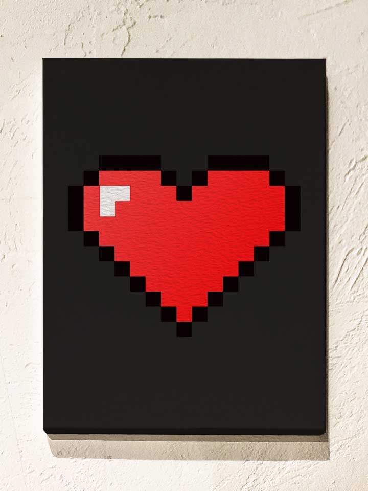 8-bit-heart-leinwand schwarz 1