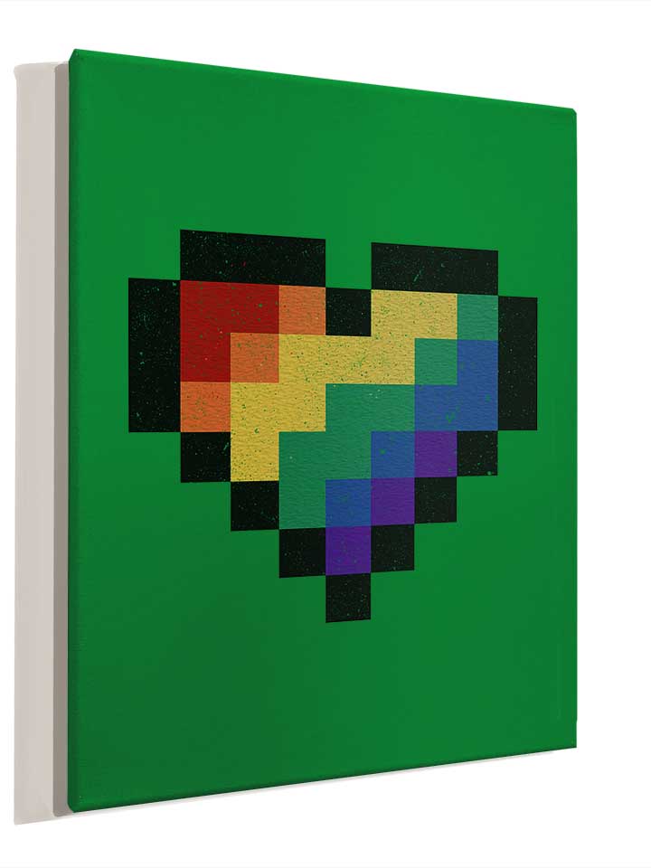 8-bit-rainbow-heart-leinwand gruen 4