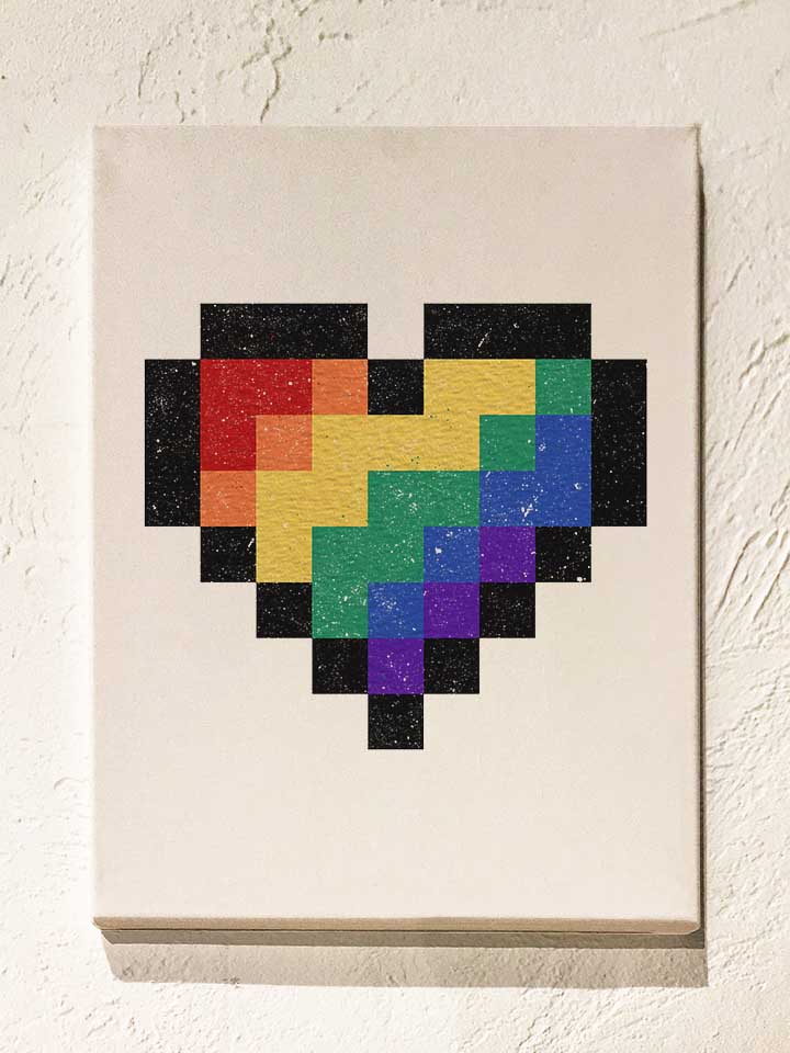 8-bit-rainbow-heart-leinwand weiss 1