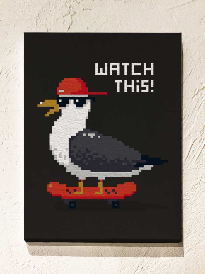 8-bit-skateboard-seagull-leinwand schwarz 1