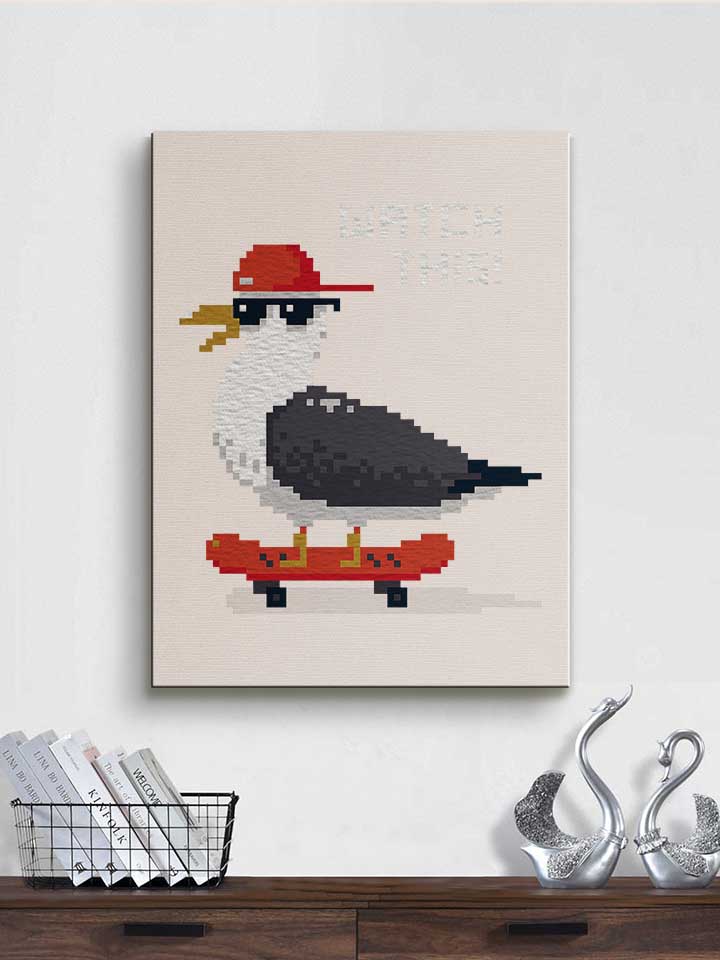 8-bit-skateboard-seagull-leinwand weiss 2