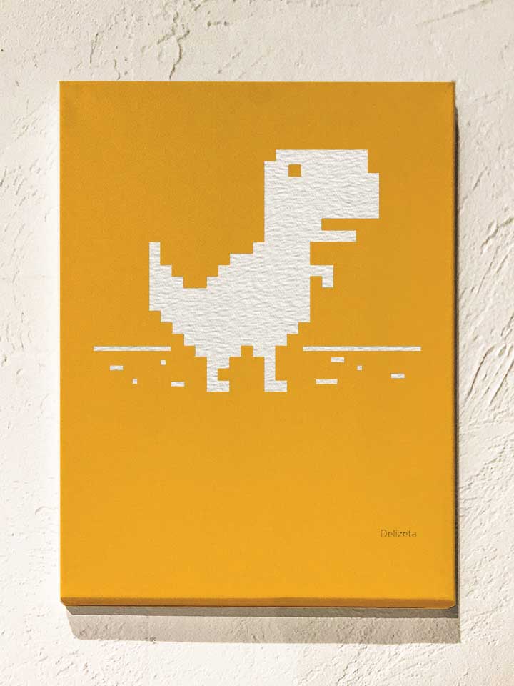 8-bit-t-rex-leinwand gelb 1