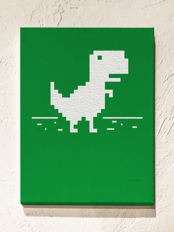 8-bit-t-rex-leinwand gruen 1