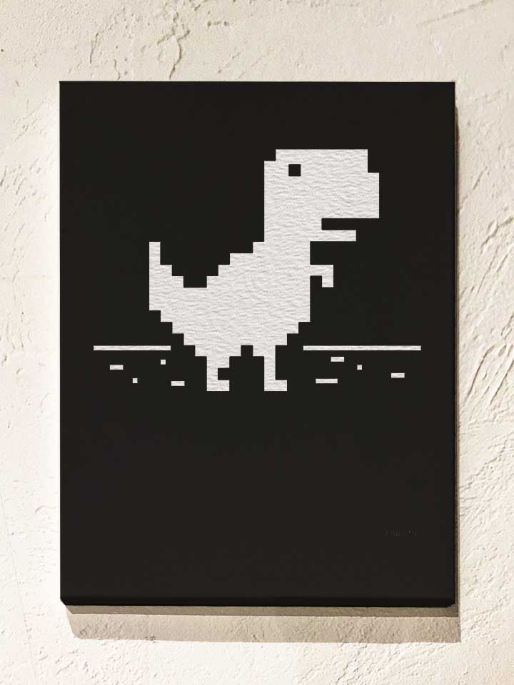 8-bit-t-rex-leinwand schwarz 1