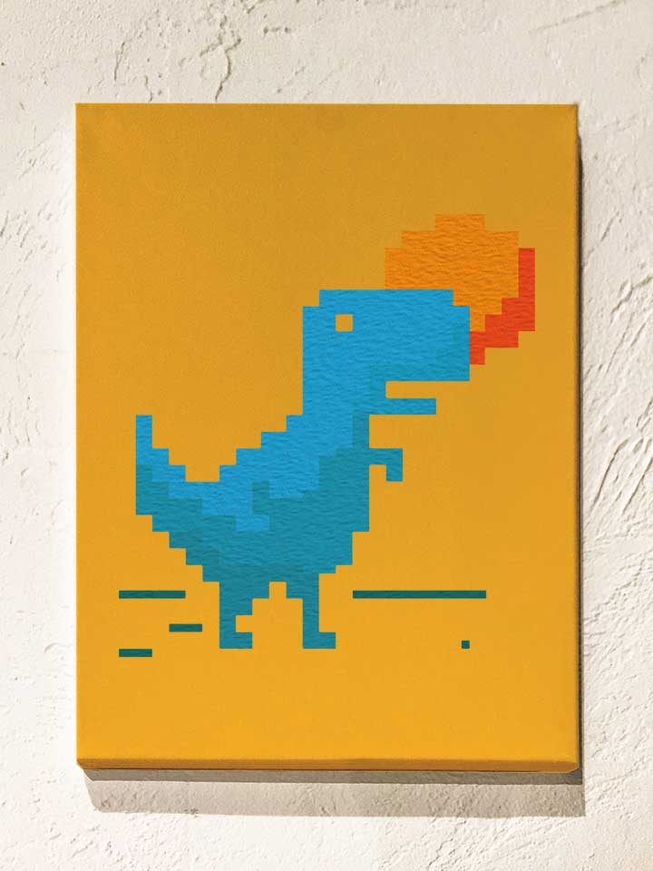 8-bitt-rex-and-sun-pixel-leinwand gelb 1