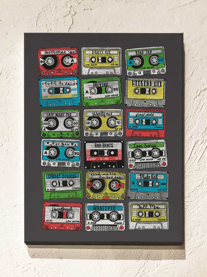 80s-playlist-cassettes-leinwand dunkelgrau 1